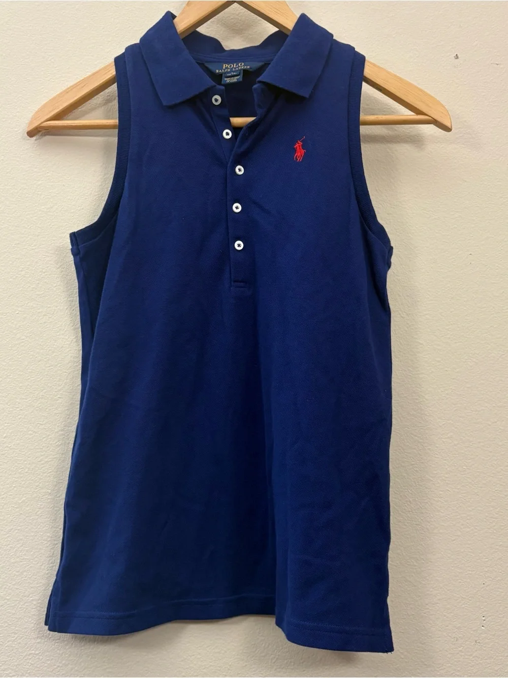 navy blue Polo Ralph Lauren sleeveless polo shirt girls L 12/14 golf classic